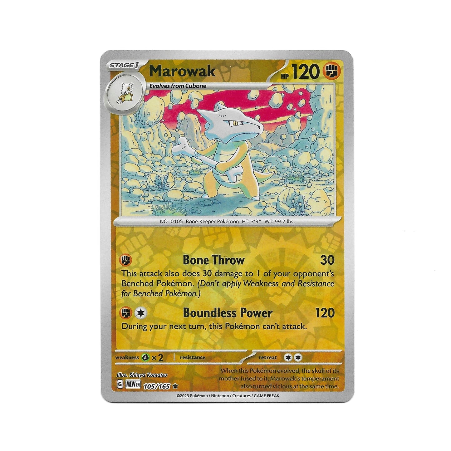 Marowak Reverse Holo 105/165 - Pokemon Cards ( 151, English, Reverse Holo, Singles )