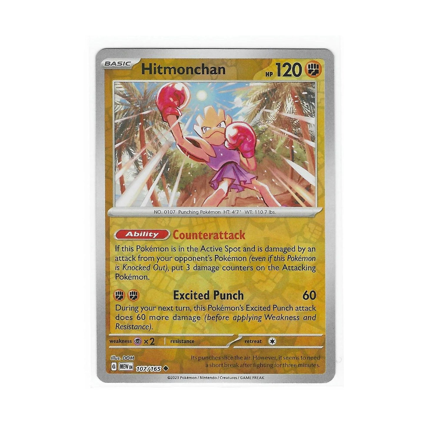 Hitmonchan Reverse Holo 107/165 - Pokemon Cards ( 151, English, Reverse Holo, Singles )
