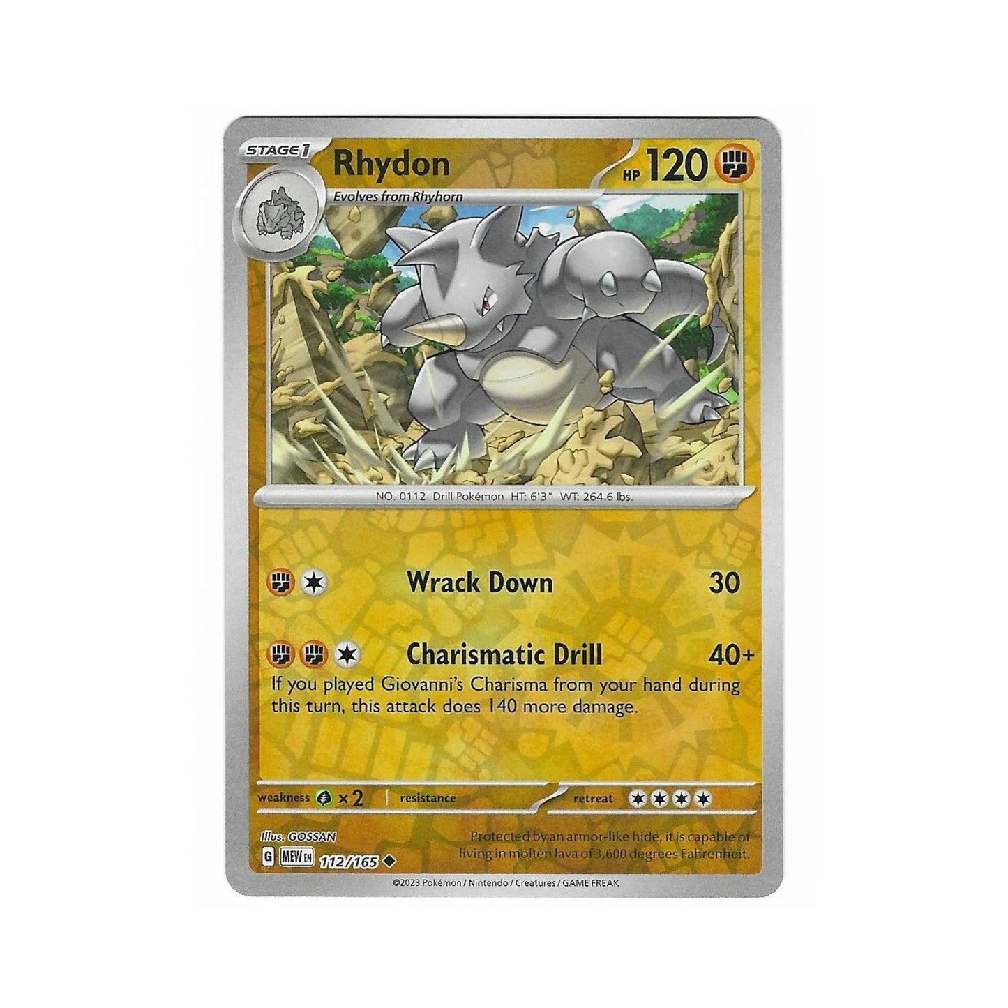 Rhydon Reverse Holo 112/165 - Pokemon Cards ( 151, English, Reverse Holo, Singles )