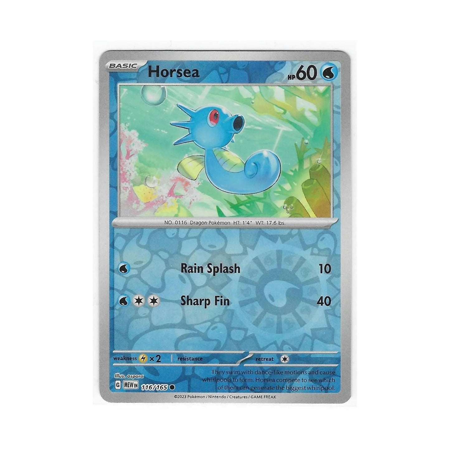 Horsea Reverse Holo 116/165 - Pokemon Cards ( 151, English, Reverse Holo, Singles )