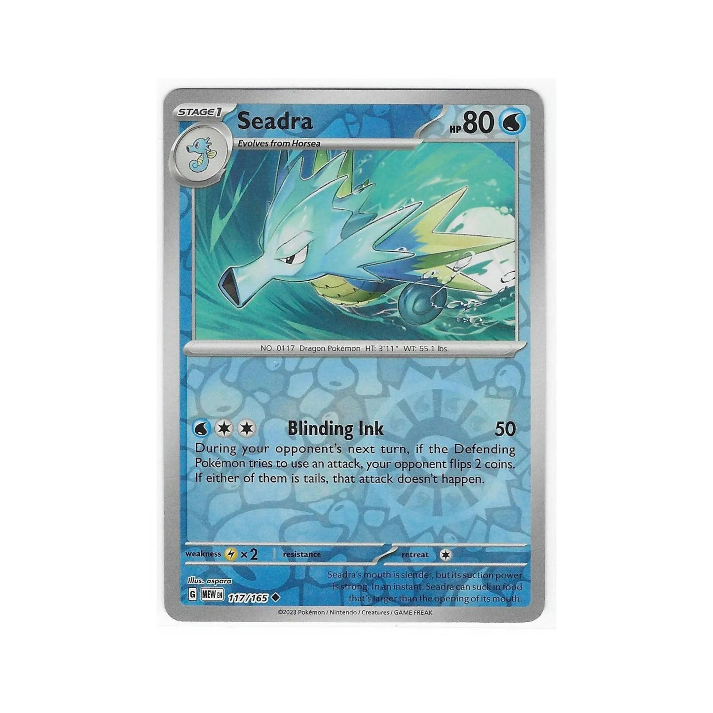 Seadra Reverse Holo 117/165 - Pokemon Cards ( 151, English, Reverse Holo, Singles )