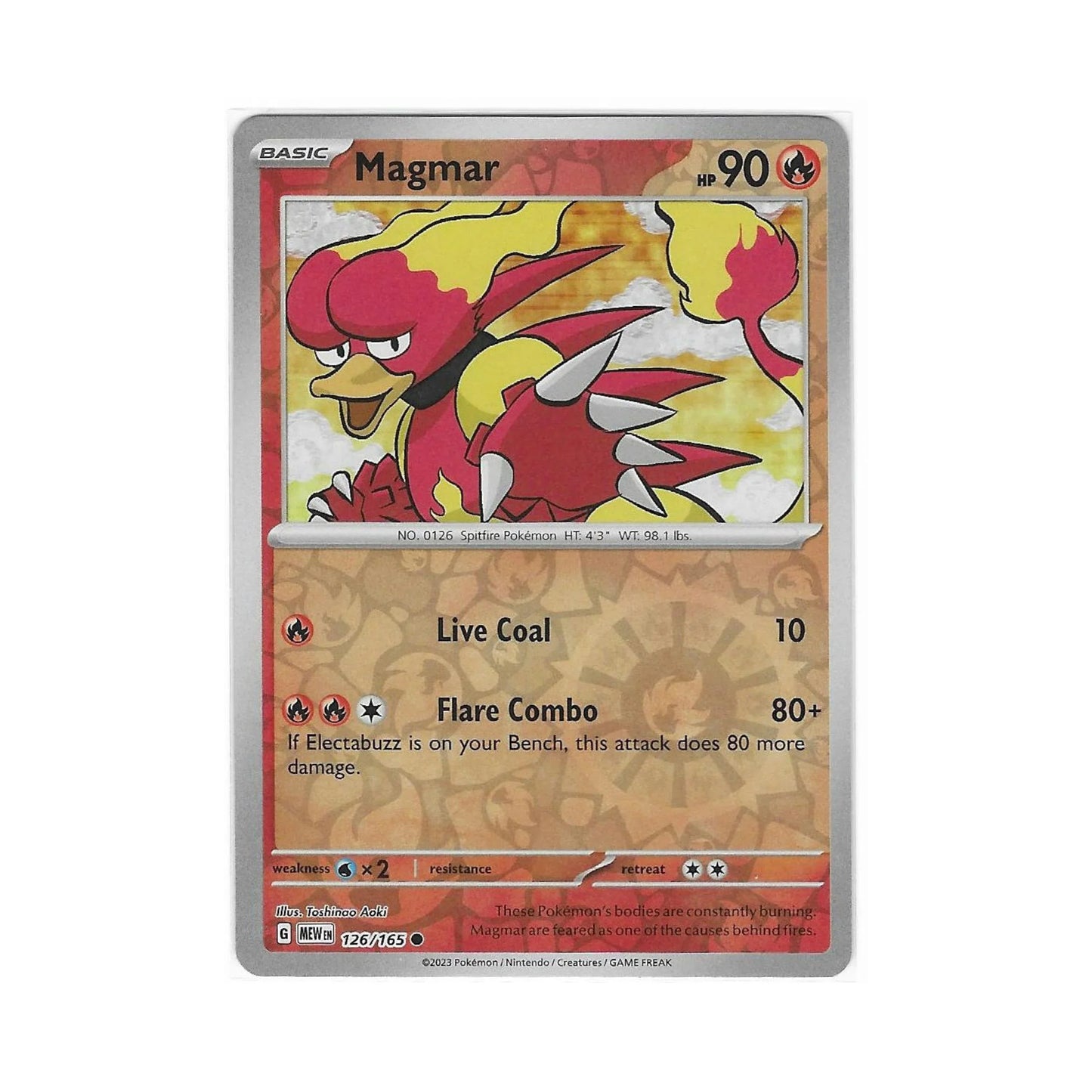 Magmar Reverse Holo 126/165 - Pokemon Cards ( 151, English, Reverse Holo, Singles )