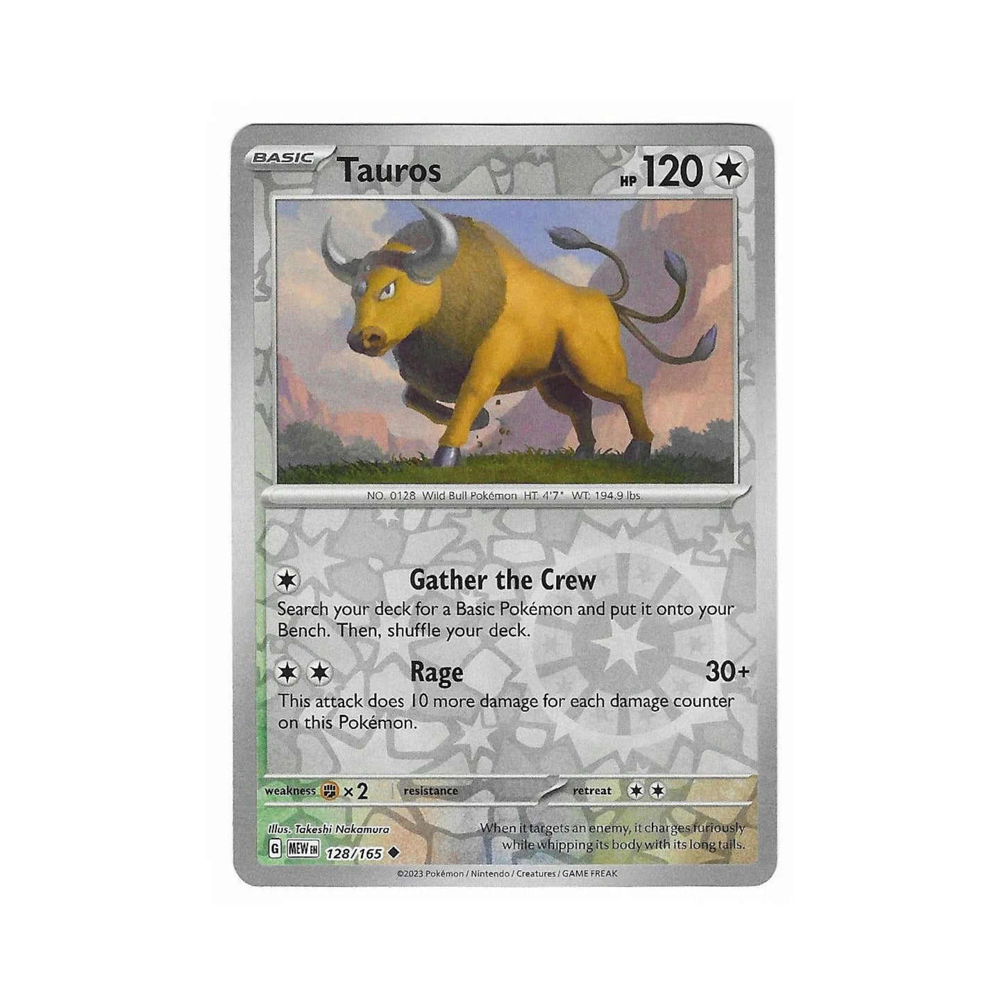 Tauros Reverse Holo 128/165 - Pokemon Cards ( 151, English, Reverse Holo, Singles )