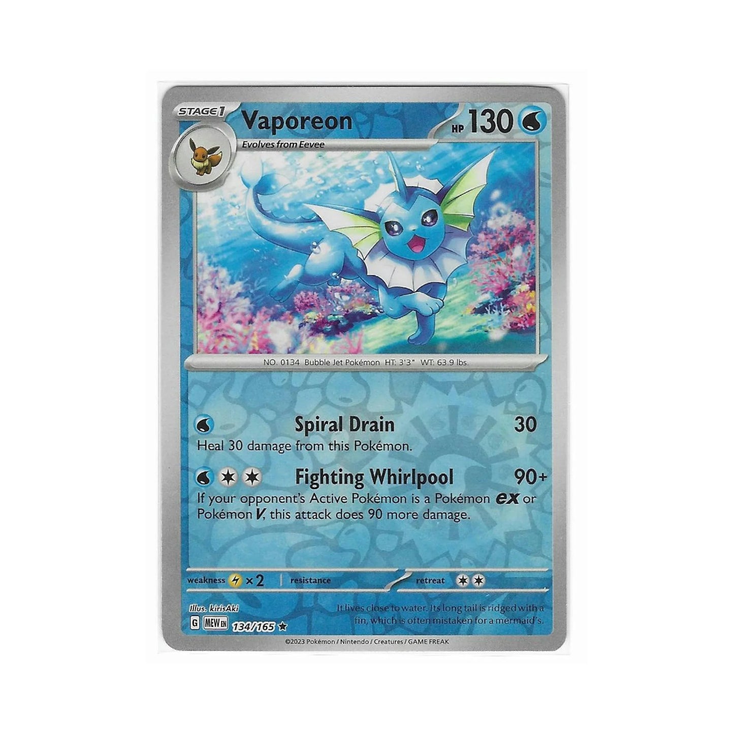 Vaporeon Reverse Holo 134/165 - Pokemon Cards ( 151, English, Reverse Holo, Singles )