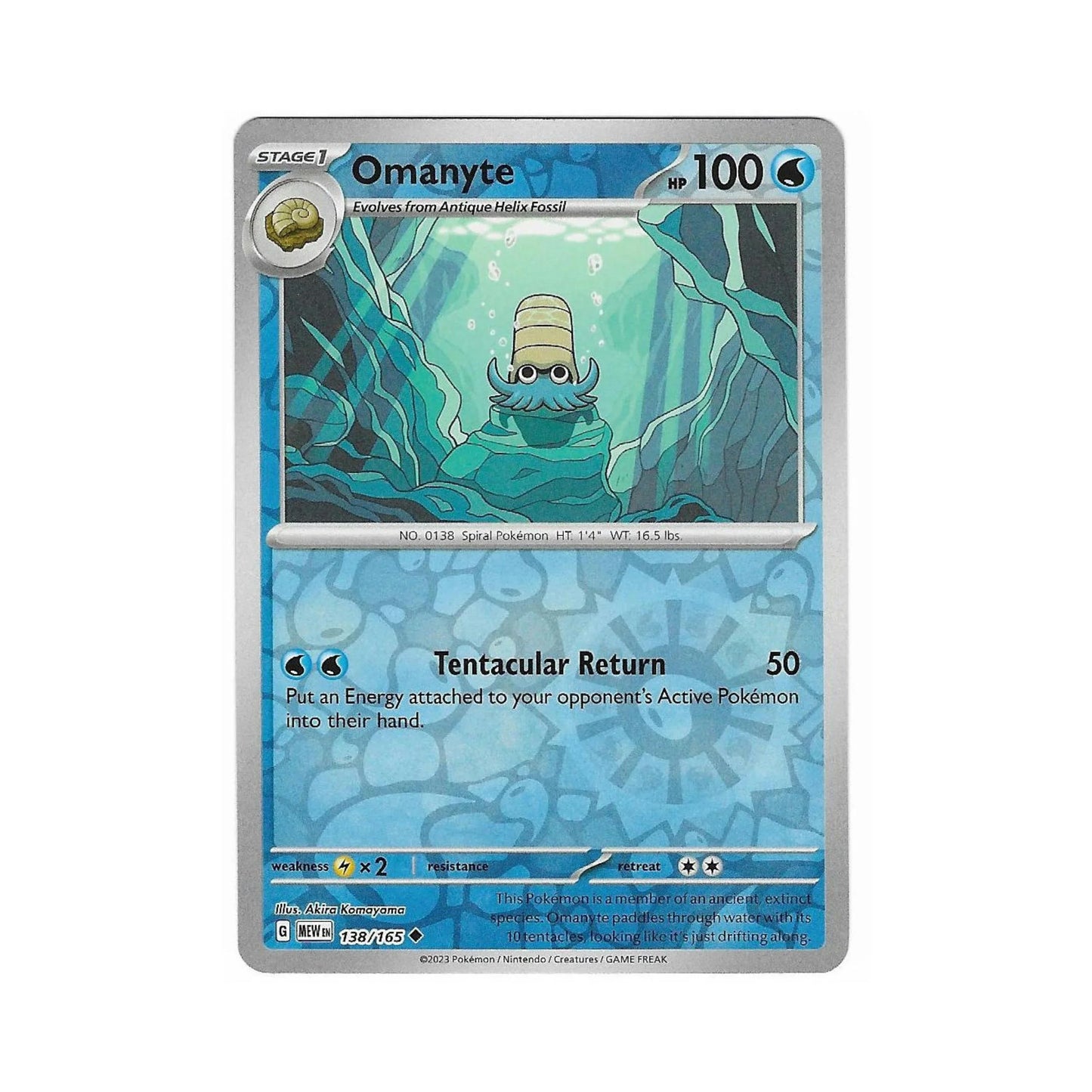 Omanyte Reverse Holo 138/165 - Pokemon Cards ( 151, English, Reverse Holo, Singles )