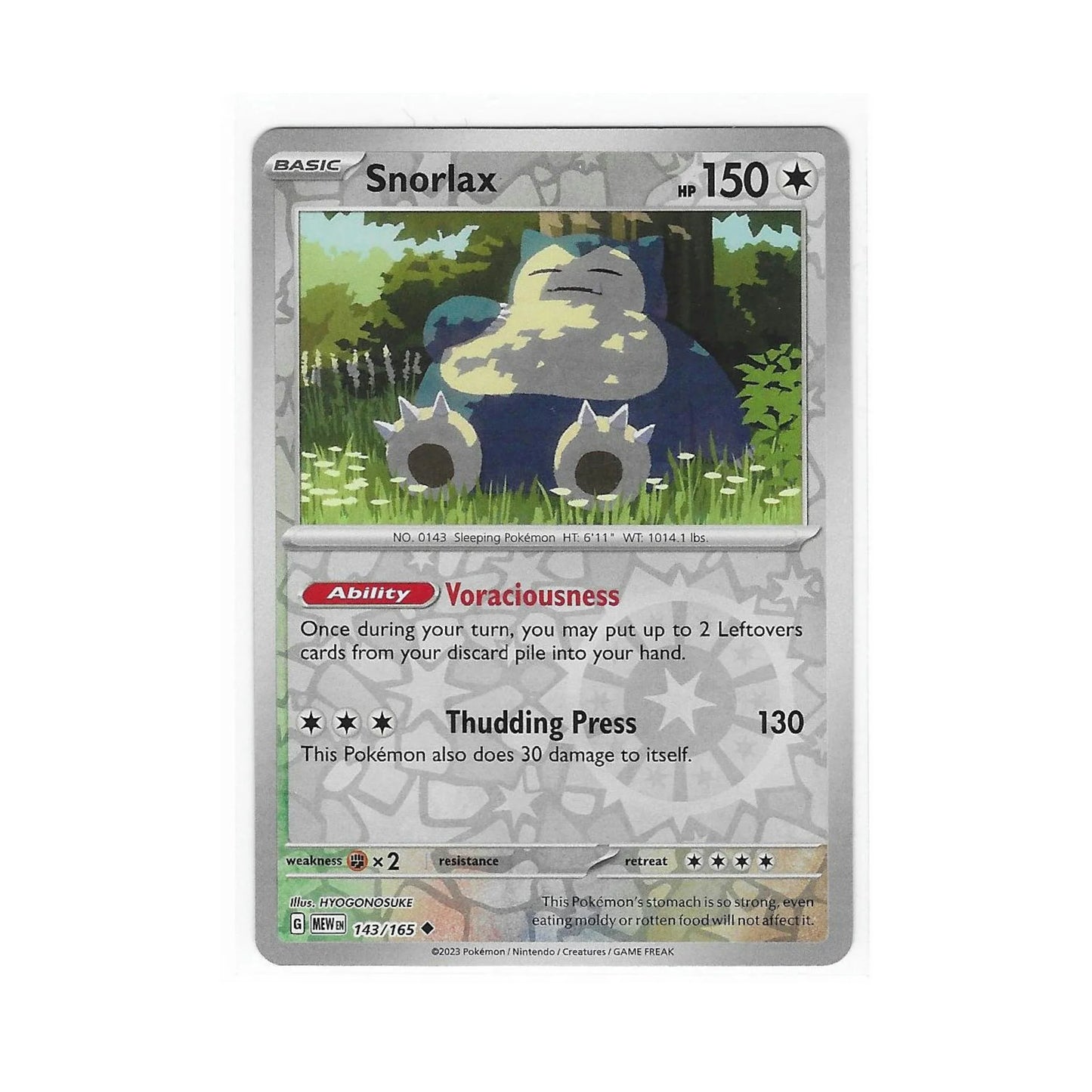 Snorlax Reverse Holo 143/165 - Pokemon Cards ( 151, English, Reverse Holo, Singles )