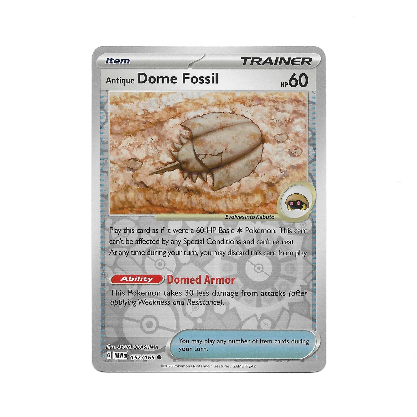 Dome Fossil Reverse Holo 152/165 - Pokemon Cards ( 151, English, Reverse Holo, Singles )