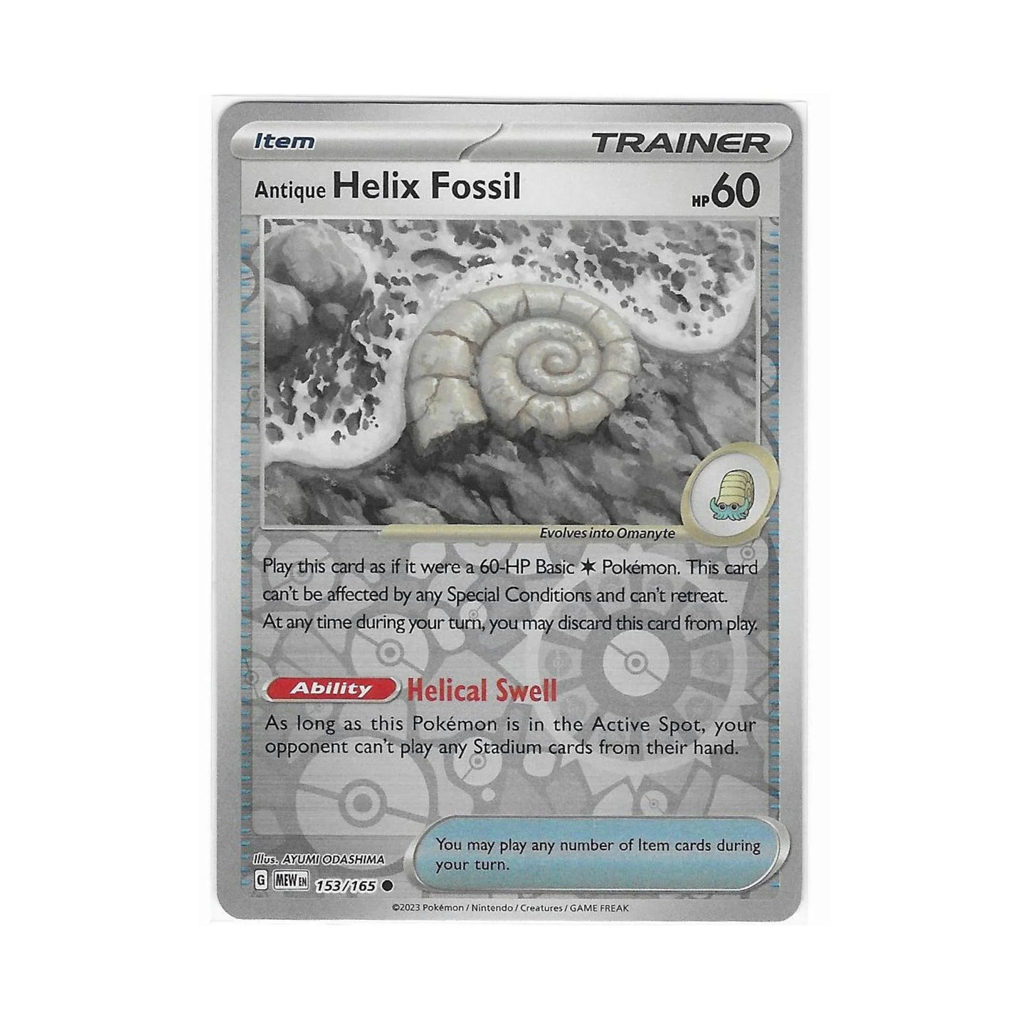 Helix Fossil Reverse Holo 153/165 - Pokemon Cards ( 151, English, Reverse Holo, Singles )