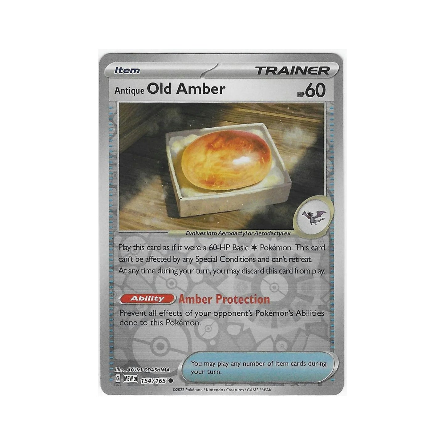 Old Amber Reverse Holo 154/165 - Pokemon Cards ( 151, English, Reverse Holo, Singles )