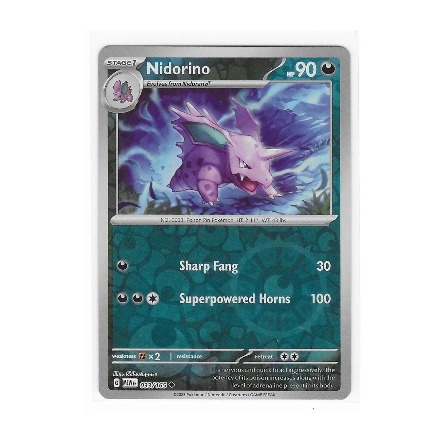 Nidorino Reverse Holo 033/165 - Pokemon Cards ( 151, English, Reverse Holo, Singles )