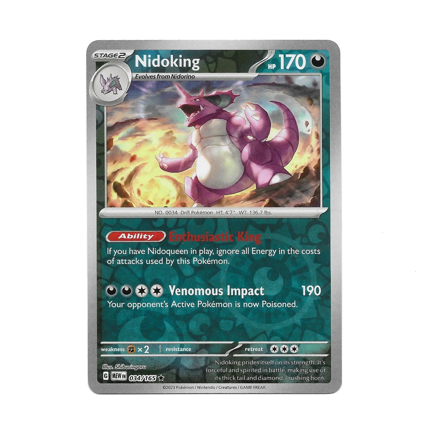 Nidoking Reverse Holo 034/165 - Pokemon Cards ( 151, English, Reverse Holo, Singles )