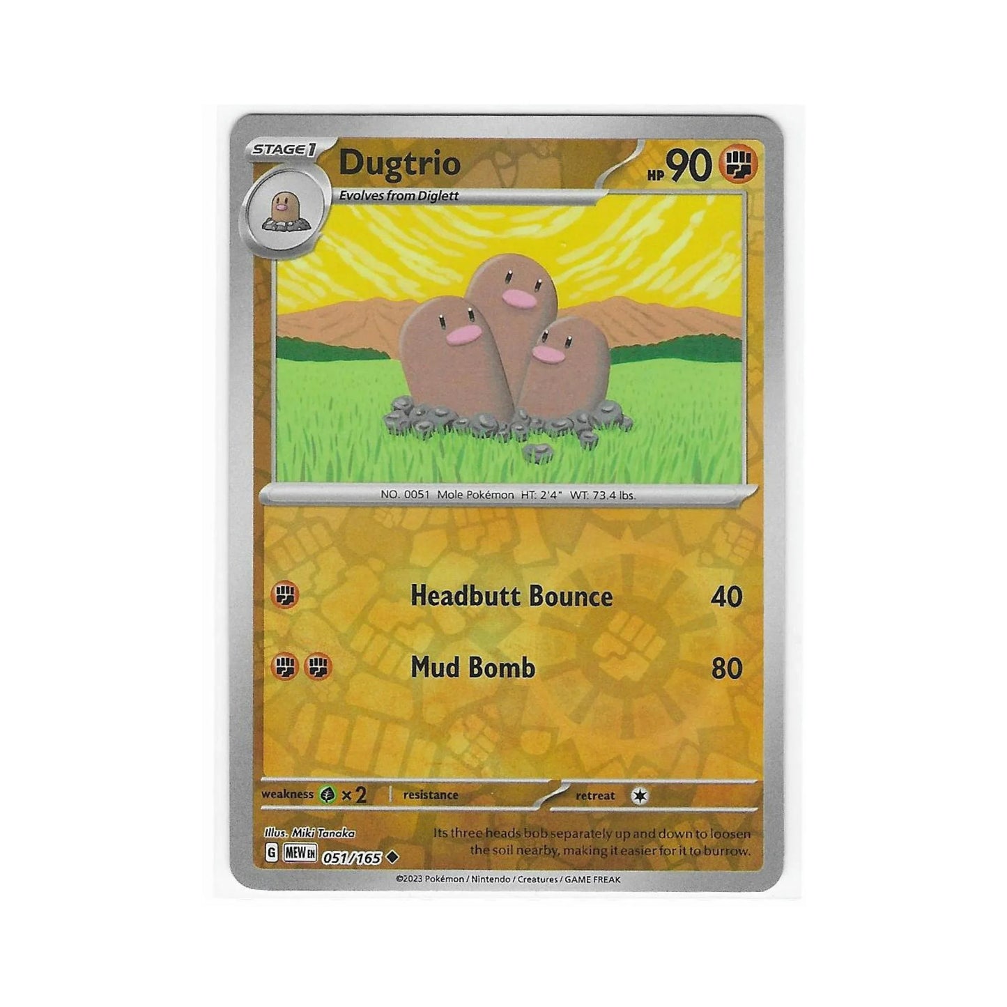Dugtrio Reverse Holo 051/165 - Pokemon Cards ( 151, English, Reverse Holo, Singles )