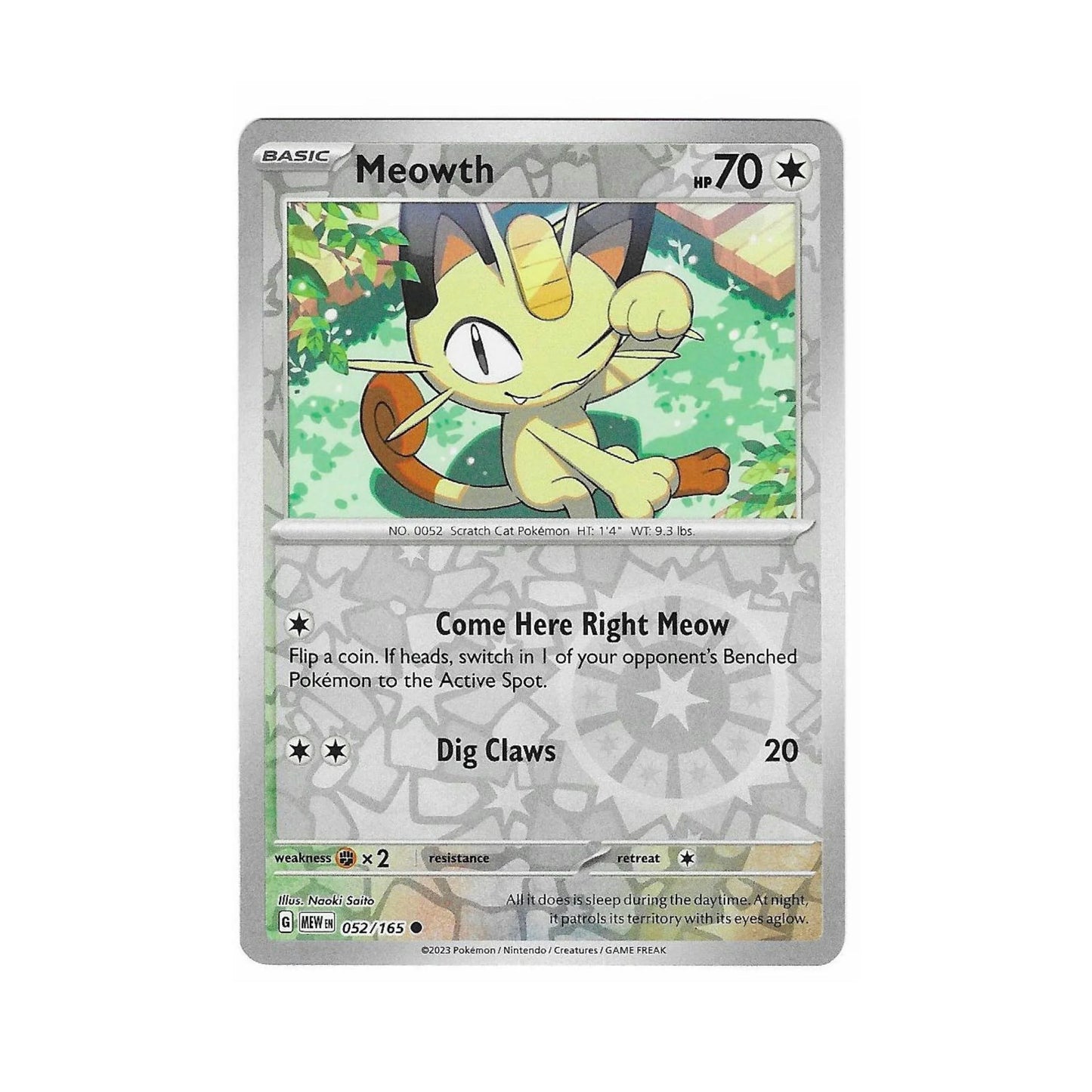 Meowth Reverse Holo 052/165 - Pokemon Cards ( 151, English, Reverse Holo, Singles )
