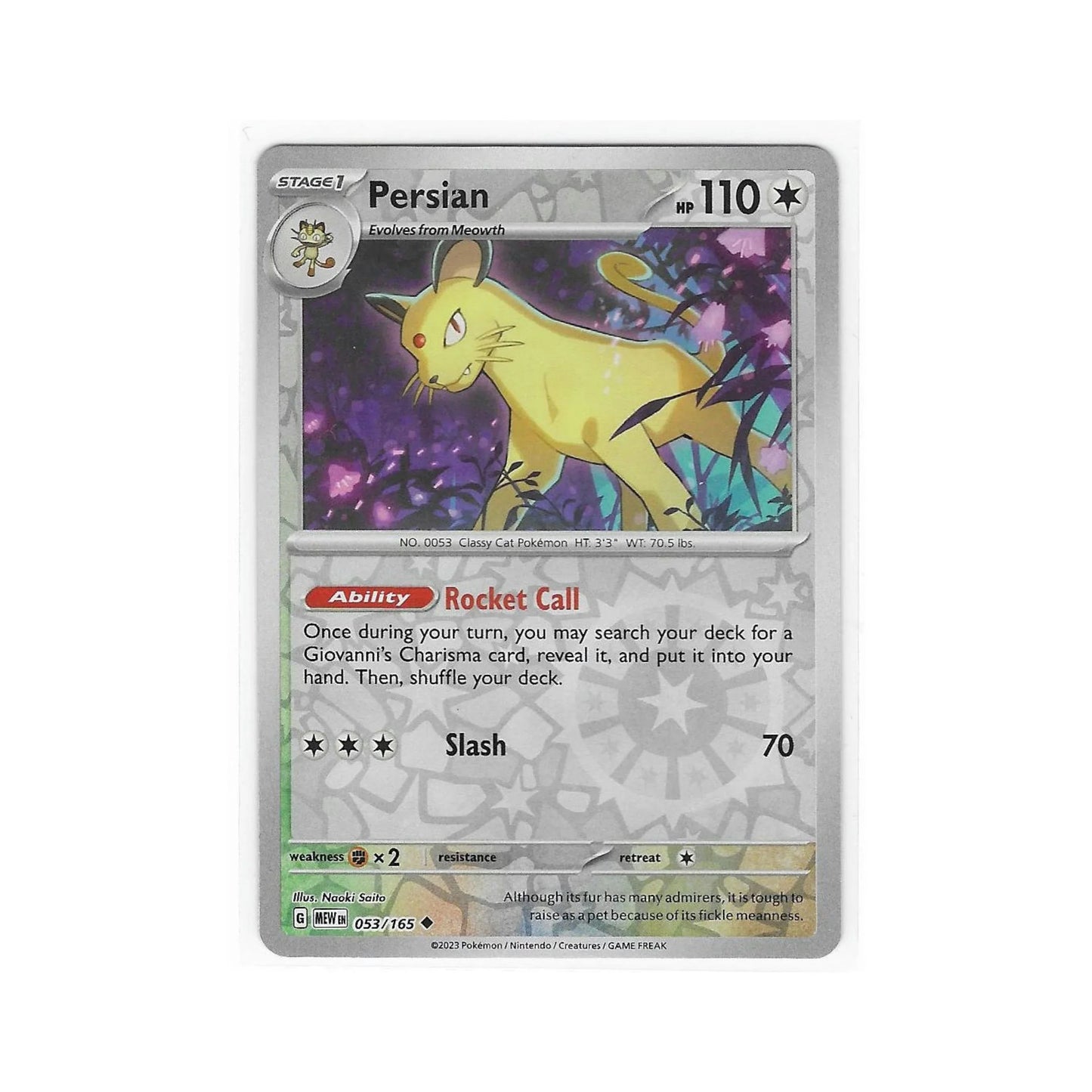 Persian Reverse Holo 053/165 - Pokemon Cards ( 151, English, Reverse Holo, Singles )
