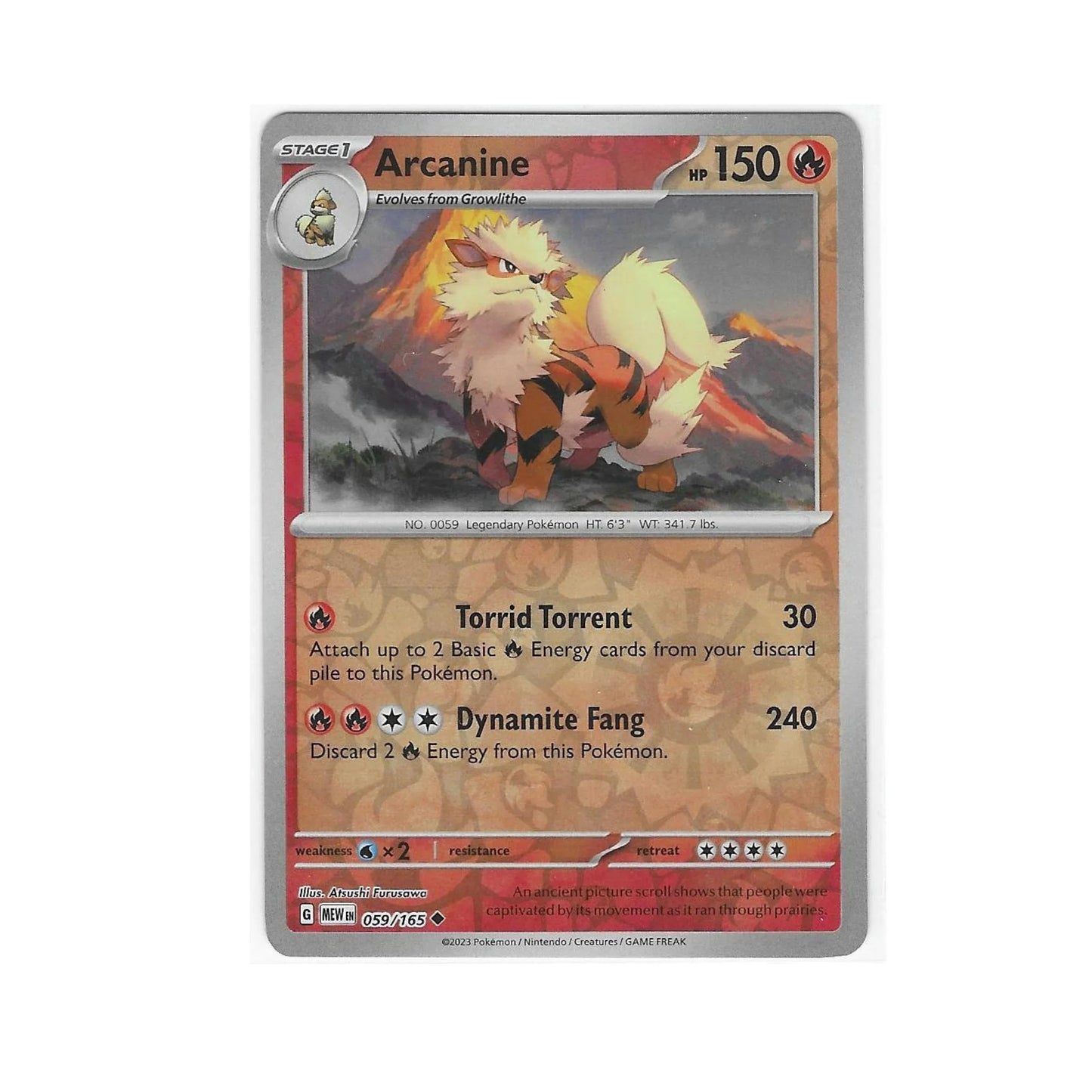 Arcanine Reverse Holo 059/165 - Pokemon Cards ( 151, English, Reverse Holo, Singles )