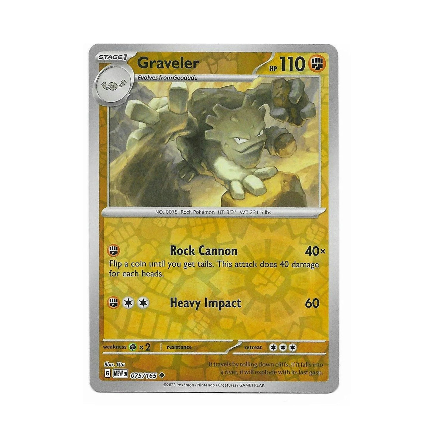 Graveler Reverse Holo 075/165 - Pokemon Cards ( 151, English, Reverse Holo, Singles )
