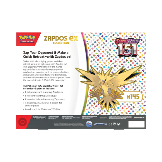 Pokemon Scarlet and Violet 151 Zapdos ex Collection Box - Pokemon Cards ( 151, Booster Box, Collector Box, English )