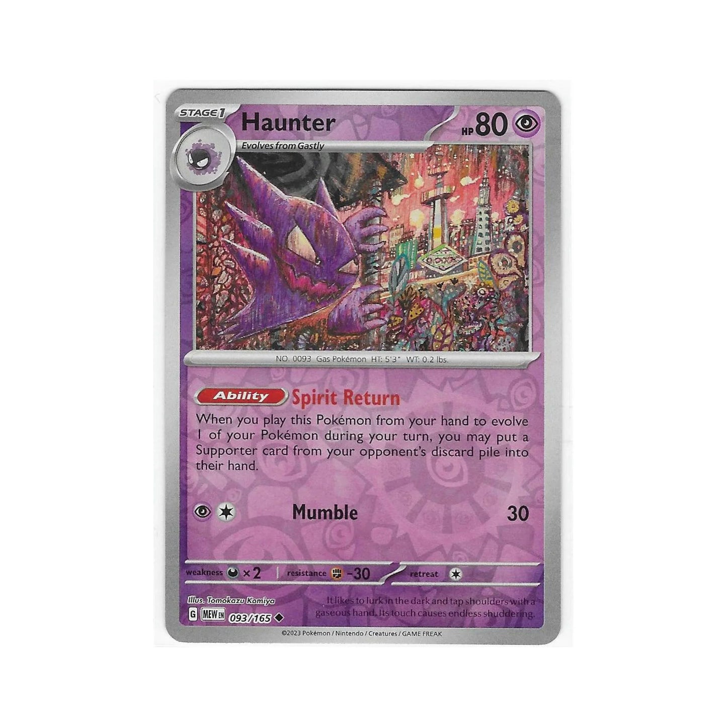 Haunter Reverse Holo 093/165 - Pokemon Cards ( 151, English, Reverse Holo, Singles )