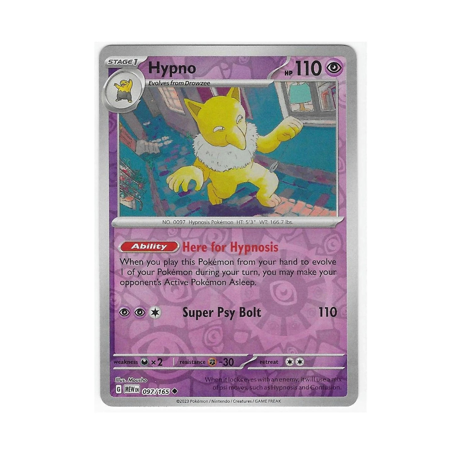 Hypno Reverse Holo 097/165 - Pokemon Cards ( 151, English, Reverse Holo, Singles )