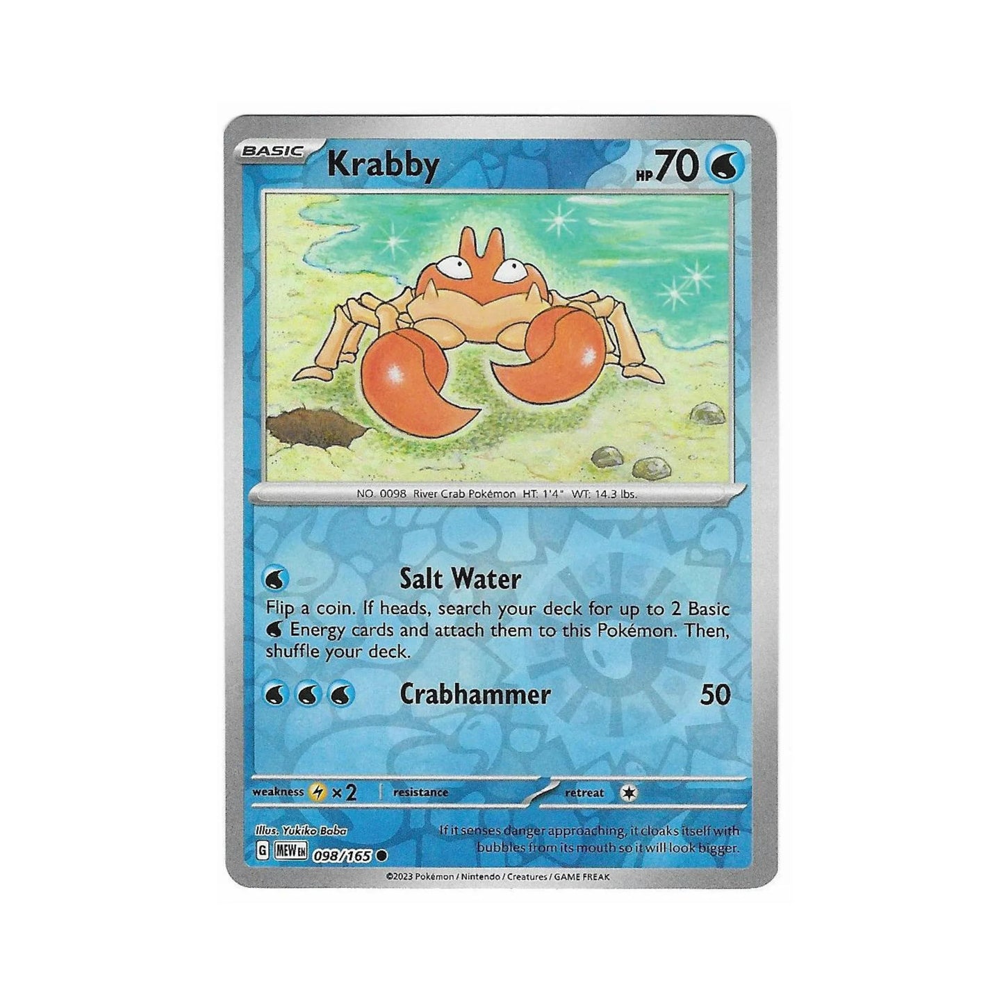 Krabby Reverse Holo 098/165 - Pokemon Cards ( 151, English, Reverse Holo, Singles )