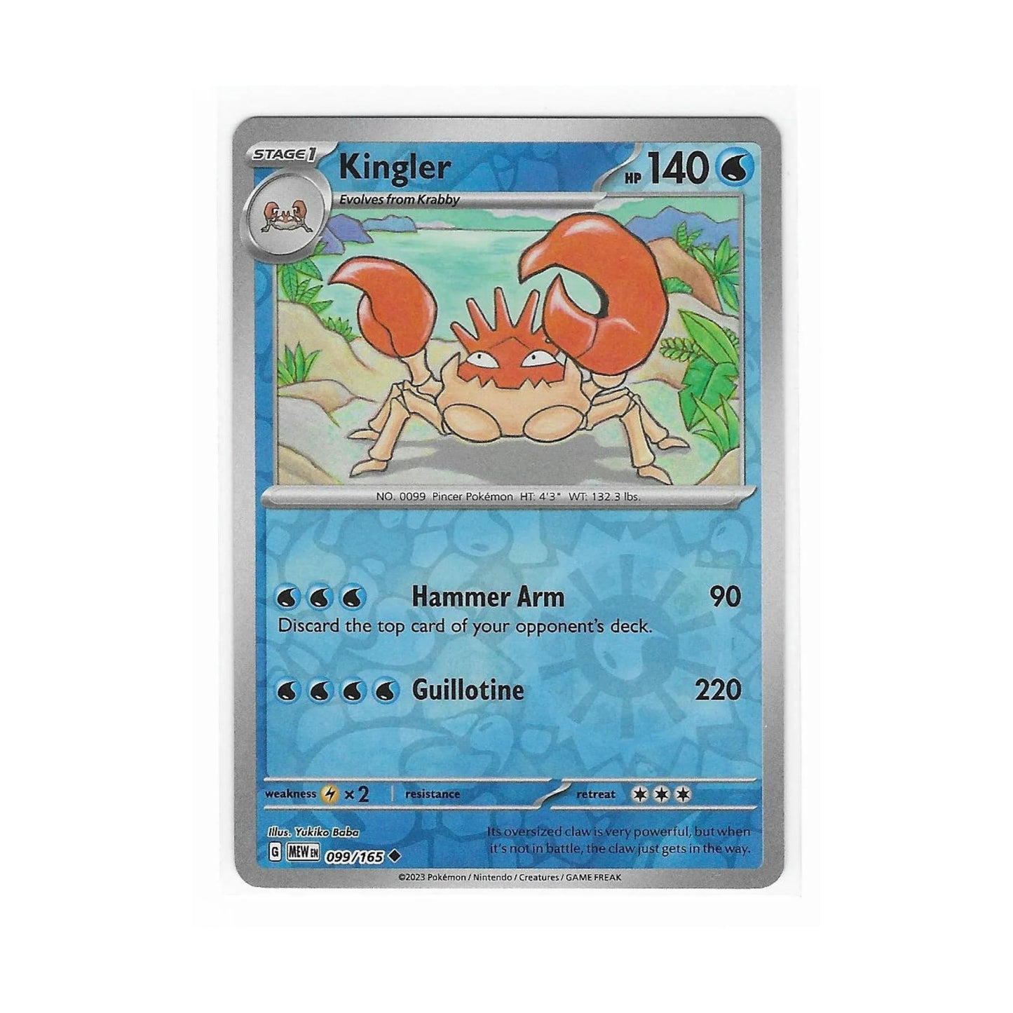 Kingler Reverse Holo 099/165 - Pokemon Cards ( 151, English, Reverse Holo, Singles )