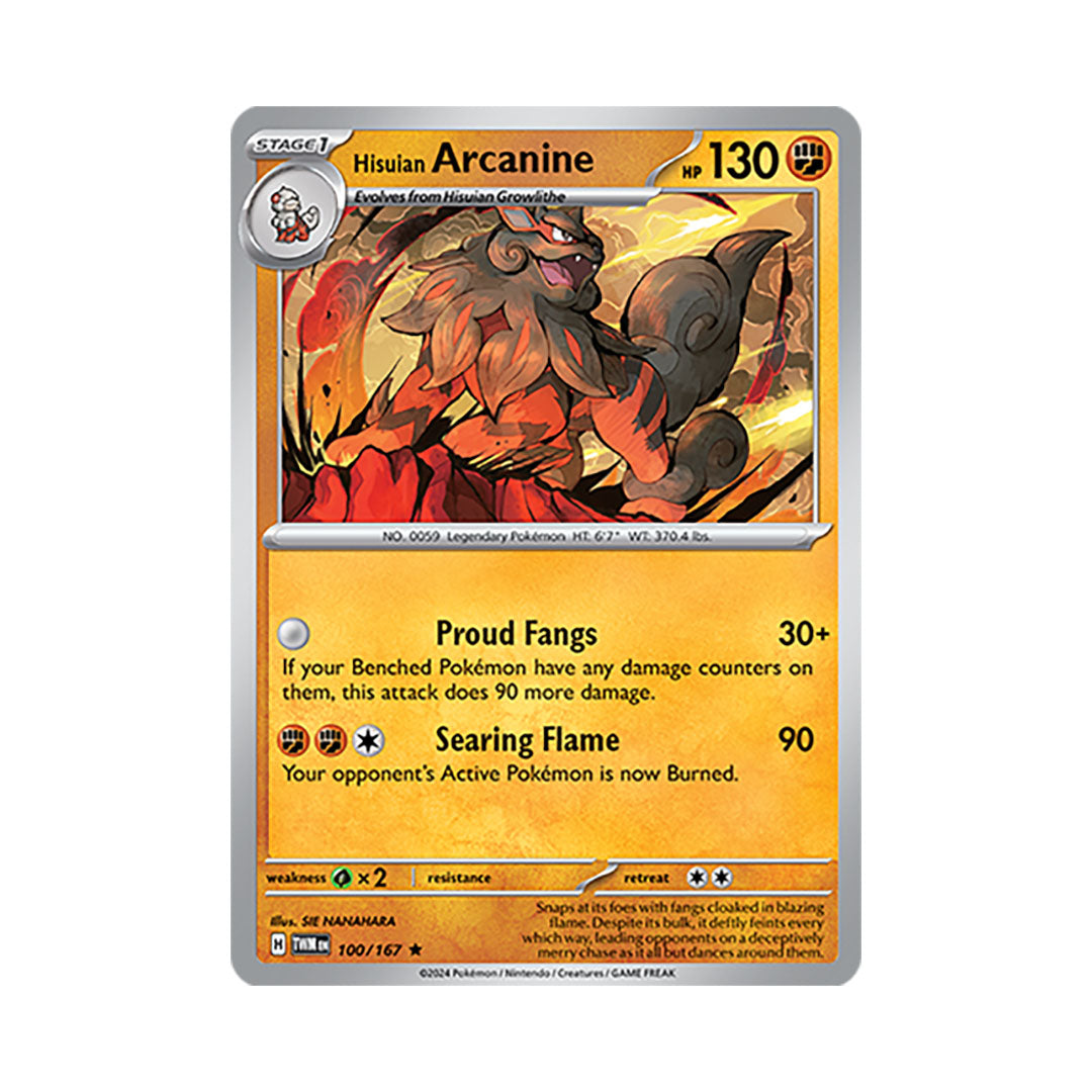 Hisuian Arcanine Reverse Holo 100/167 - Pokemon Cards ( Reverse Holo, Twilight Masquerade )