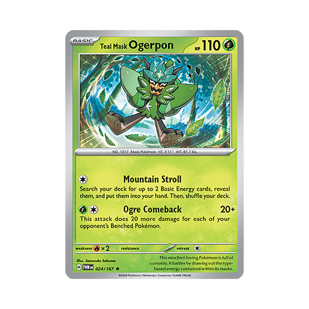 Teal Mask Ogerpon Reverse Holo 024/167 - Pokemon Cards ( Reverse Holo, Twilight Masquerade )