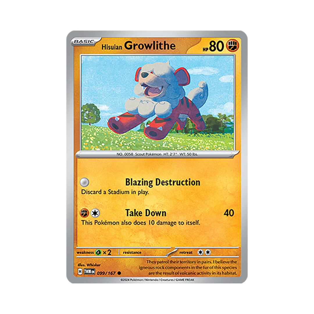 Hisuian Growlithe Reverse Holo 099/167 - Pokemon Cards ( Reverse Holo, Twilight Masquerade )