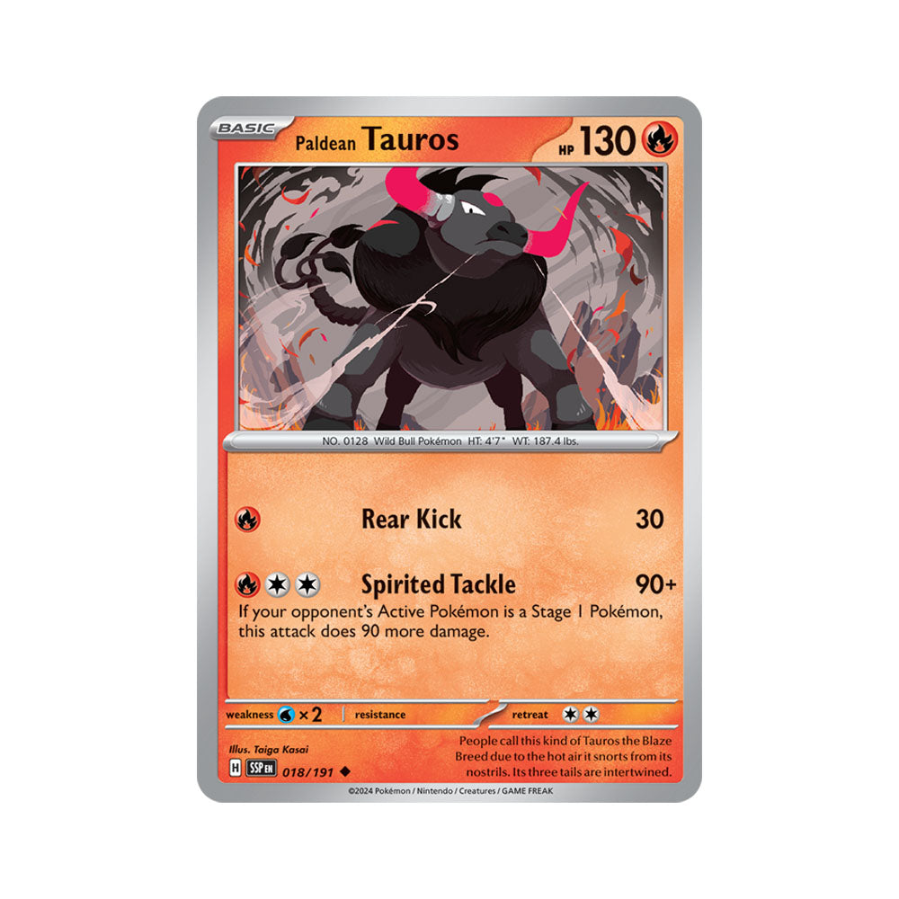 Paldean Tauros Reverse Holo 018/191