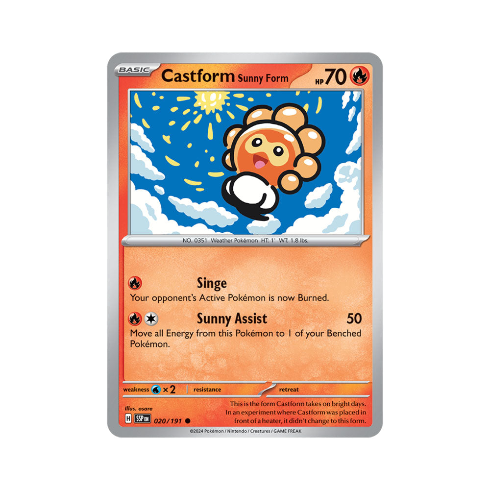 Castform Sunny Form Reverse Holo 020/191 - Pokemon Cards ( English, Reverse Holo, Singles, Surging Sparks )