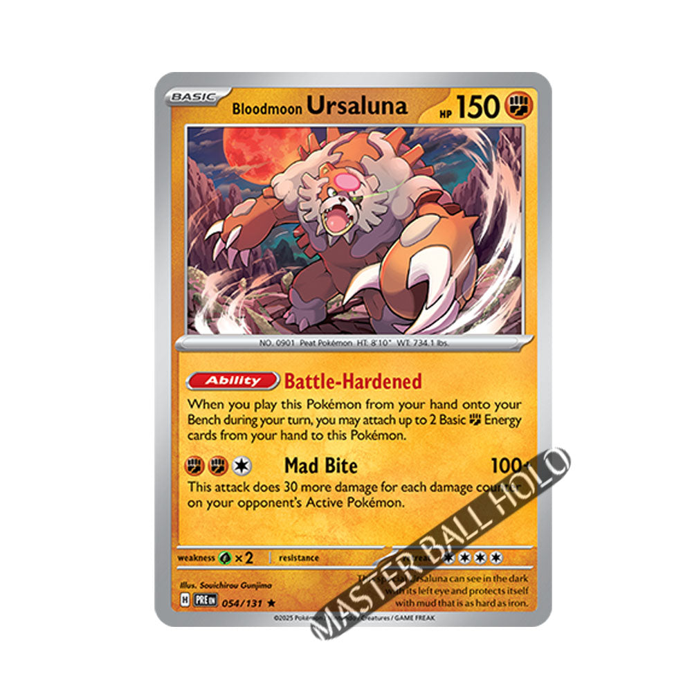 Bloodmoon Ursaluna Master Ball Holo 054/131 - Pokemon Cards ( English, Master Ball Holo, Prismatic Evolutions, Singles )