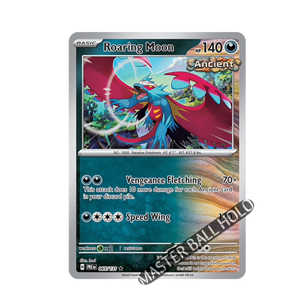 Roaring Moon Master Ball Holo 065/131 - Pokemon Cards ( English, Master Ball Holo, Prismatic Evolutions, Singles )