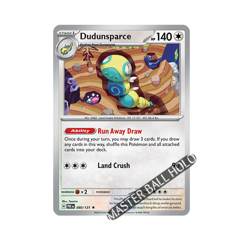 Dudunsparce Master Ball Holo 080/131 - Pokemon Cards ( English, Master Ball Holo, Prismatic Evolutions, Singles )