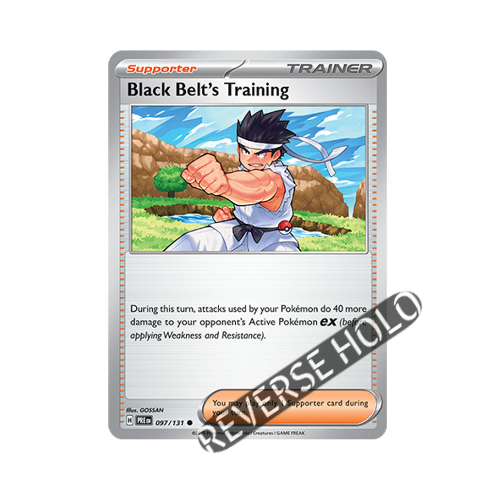 Black Belt's Practice Reverse Holo 097/131 - Pokemon Cards ( English, Prismatic Evolutions, Reverse Holo, Singles )