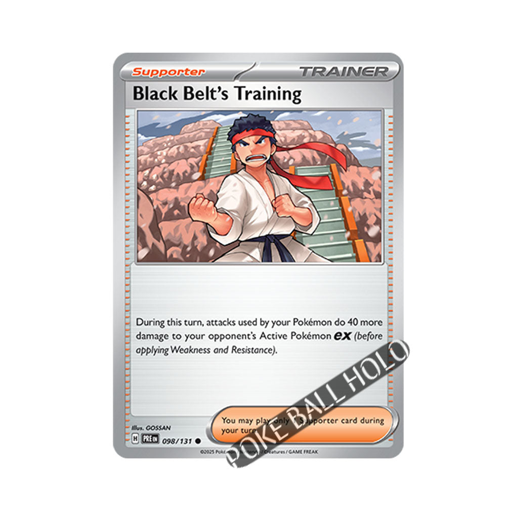 Black Belt's Practice Poke Ball Holo 098/131 - Pokemon Cards ( English, Poke Ball Holo, Prismatic Evolutions, Singles )