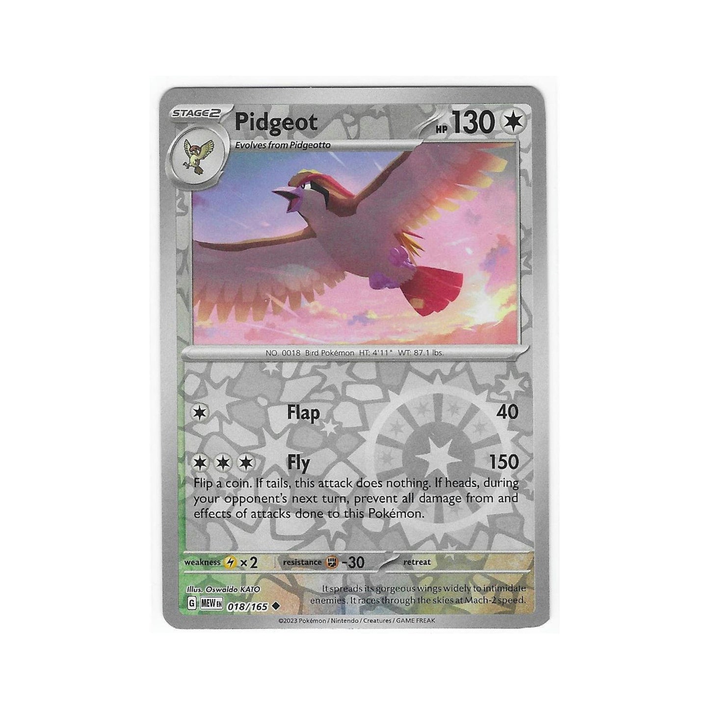 Pidgeot Reverse Holo 018/165