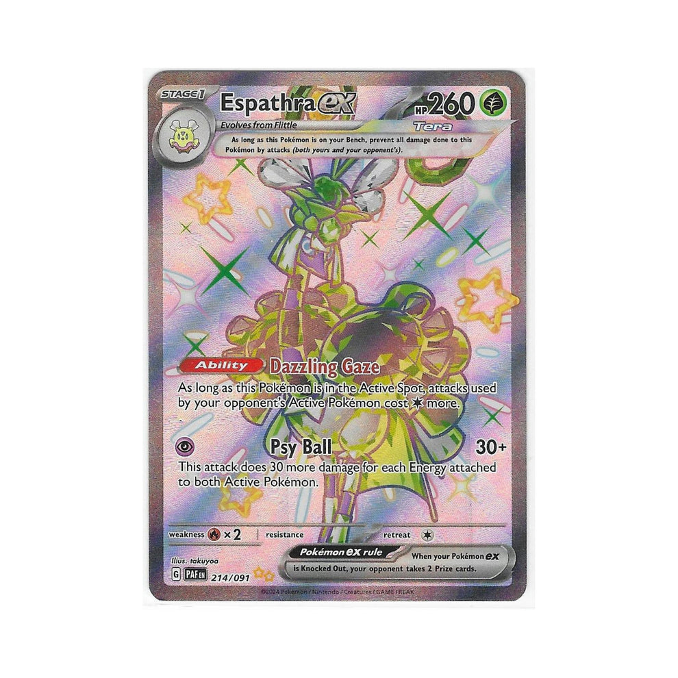 Carta Pokemon Espathra Ex 214/091 - Destino Paldeo, Olografica, Arte Completa, Da Collezione - 4