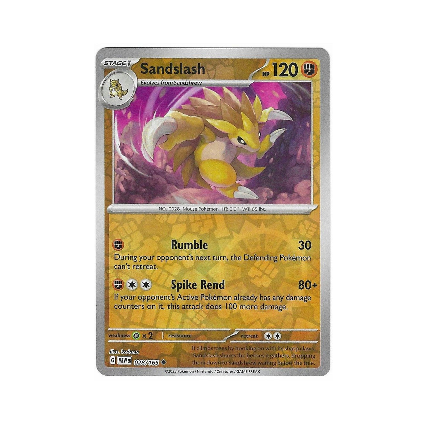 Sandslash Reverse Holo 028/165