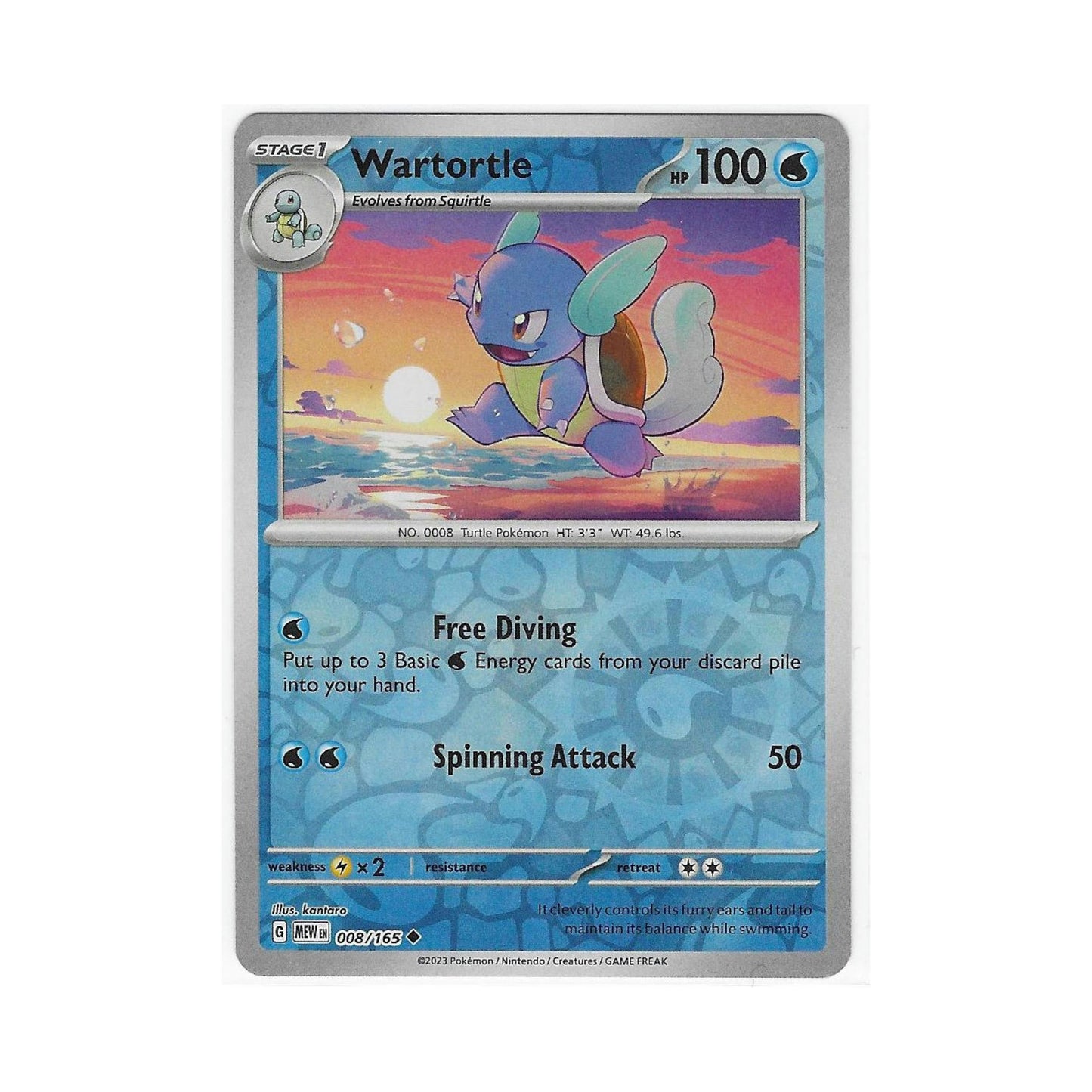 Wartortle Reverse Holo 008/165