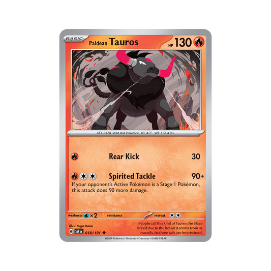 Paldean Tauros Reverse Holo 018/191