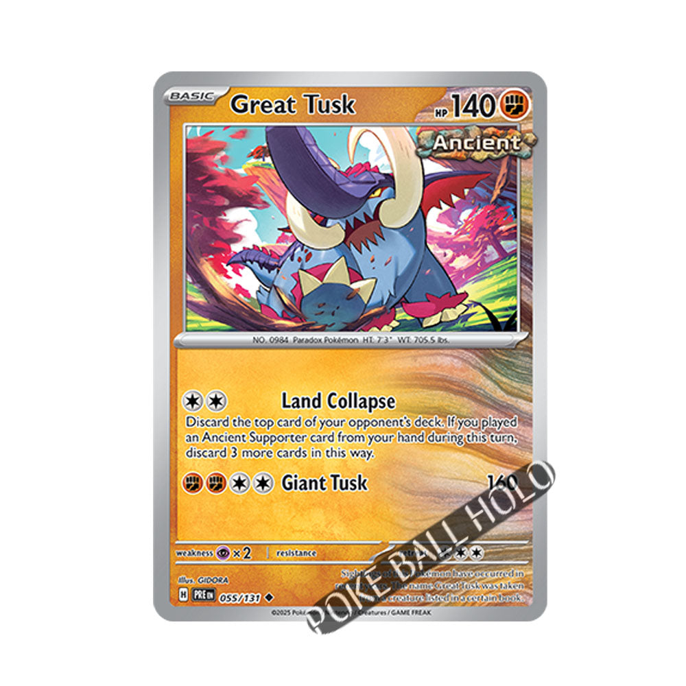 Great Tusk Poke Ball Holo 055/131